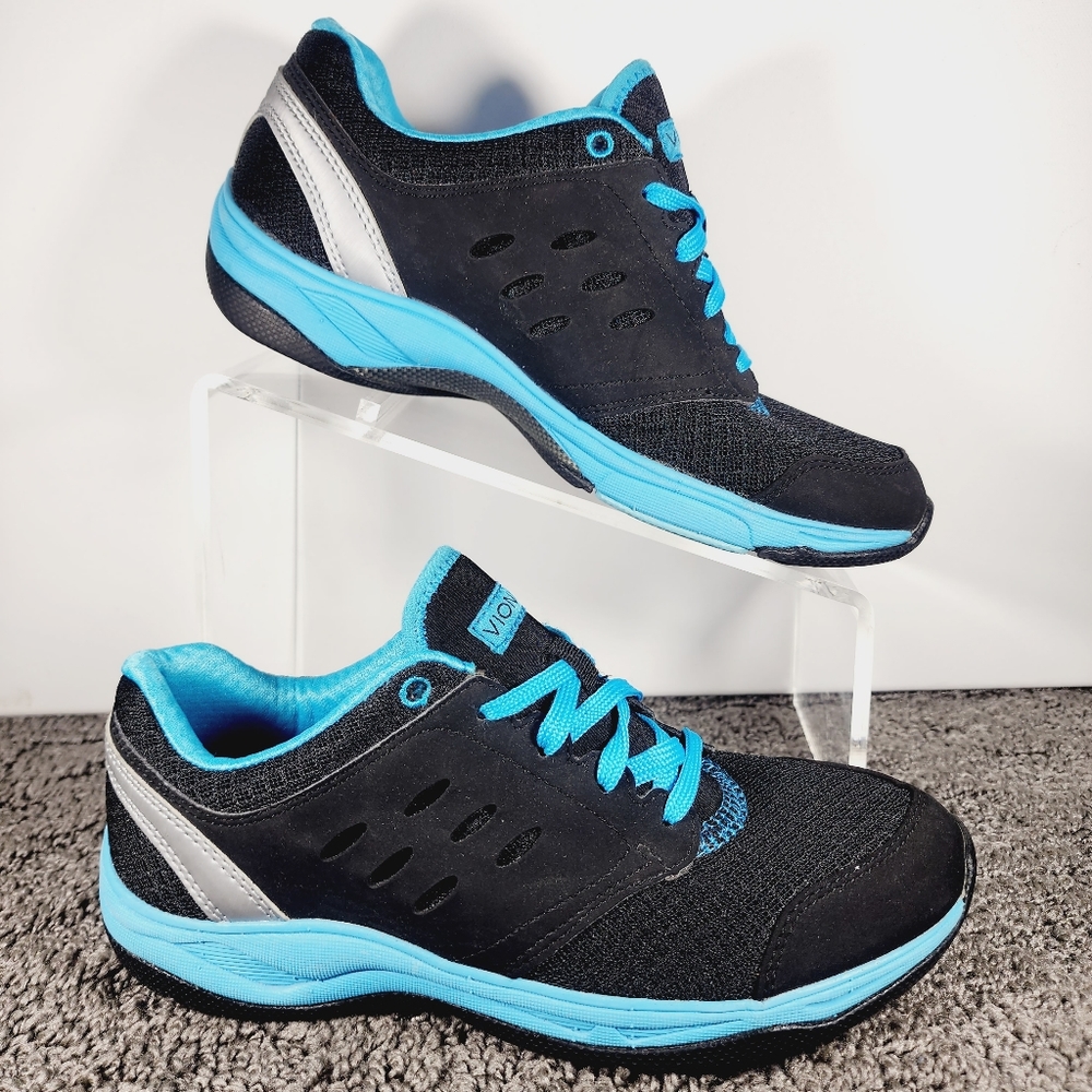Vionic Venture Womens Shoes US 6 Athletic Comfort Black Blue Silver #1376-110